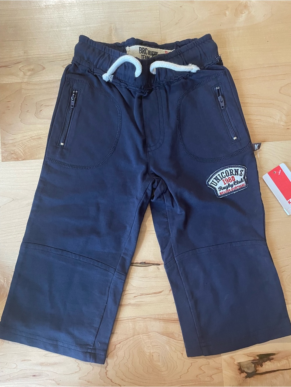 Kanz Navy Sweatpants with Unicorn Patch and Drawstring